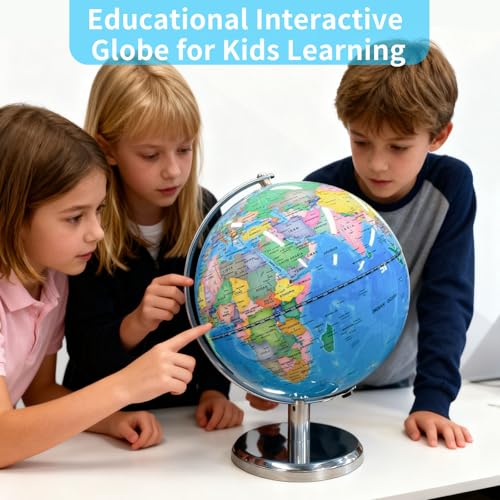 8-Inch Illuminated Globe for Kids with Metal Base | Educational & Night Light
