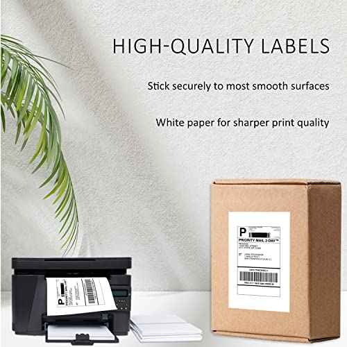 Shipping Labels with Self Adhesive, Square Corner, for Laser & Inkjet Printers, 8.5 x 5.5 Inches, White, Pack of 500 Labels