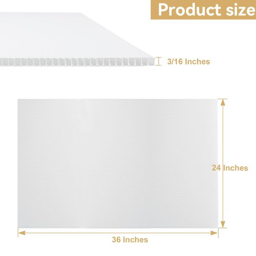 YDisplay 3Pack Poster Blank Board 24×36’’ Corrugated Plastic Board 3/16 Inches Thick for School Projects,Craft,Art & Display,White