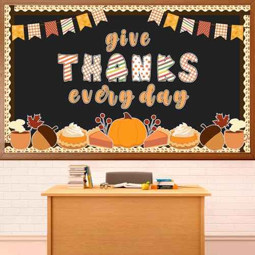Fall Thanksgiving Pie Bulletin Board Set Autumn Pumpkin Leaf Acorn Give Thanks Everyday Cutouts School Teacher Supplies Thanksgiving Party Elementary Office Home Chalkboard Wall Decor