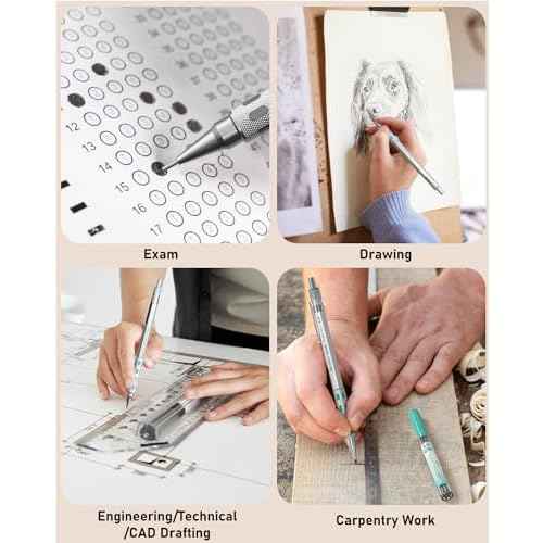 Nicpro Blocky Gear Metal Mechanical Pencil Set with Leather Case, 40PCS Art Drafting Pencil 0.5, 0.7, 0.9 & 2mm Lead Pencil with 352PCS (HB 2H 4H 2B 4B 6B Color) Lead Refills for Sketching Drawing