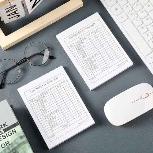 2000 Pcs Currency and Coin Record Forms 5.5 x 4.25 Inch Paper Currency & Coin Counting Record Sheets Bank Deposit Forms for Fundraiser Church or Christian College Universities