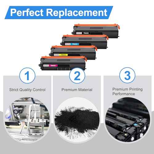 Compatible TN433 Toner Cartridge Replacement for Brother TN433 TN-433 MFC-L8900Cdw Work with Brother HL-L8360Cdw HL-L8260Cdw MFC-L8610Cdw HL-L8360Cdwt Printer (4 Pack-High Yield Toner)