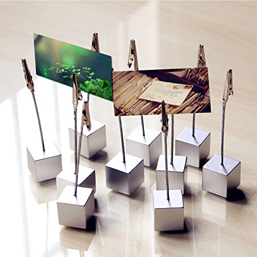 Silver Cube Memo Clip Holders 10Pcs - Desk Office Paper & Photo Holders