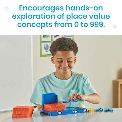 hand2mind Place Value Frame with Base Ten Blocks, Base 10 Blocks, Math Manipulatives Kindergarten, Montessori Math Materials, Counting Cubes, Classroom Supplies for Teacher Elementary