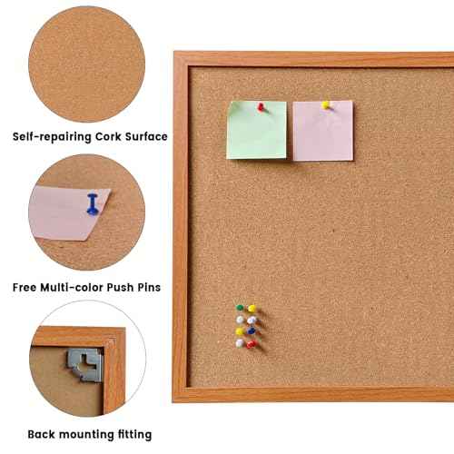 Cork Bulletin Board for Wall - 36¡± x 24¡± Bulletin Board Wall Mounted Wood Frame Message Board pin Board for School,Office and Home