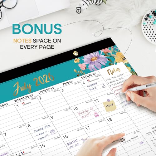 Floral Jul 2026-Dec 2027 18-Month Desk Calendar - Taja 2026-2027, 17x12 inches