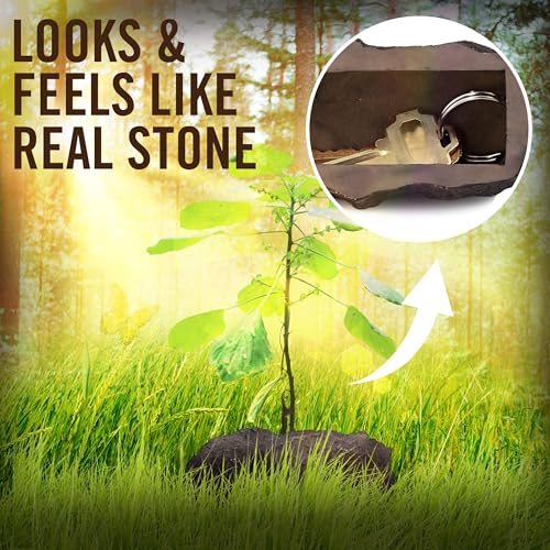 RamPro Fake Rock Key Hider - Outdoor Weatherproof Secret Key Safe with Slide Closure - 1PK