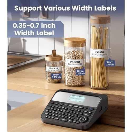 3/4 Inch Label Maker, 18mm Label Maker Machine with-Tape Waterproof, D480BT Bluetooth Rechargeable Keyboard Labeler Large Print, Backlit Screen, Print 9mm 12mm 18mm Label, Home Office Business Use