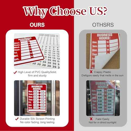 Business Hours Sign, Changeable Open and Closed Signs with Matching Letter and Number Stickers for Glass Door, Office, Restaurants, Bars, Retail, Barbershop, Salon Shops (Red)