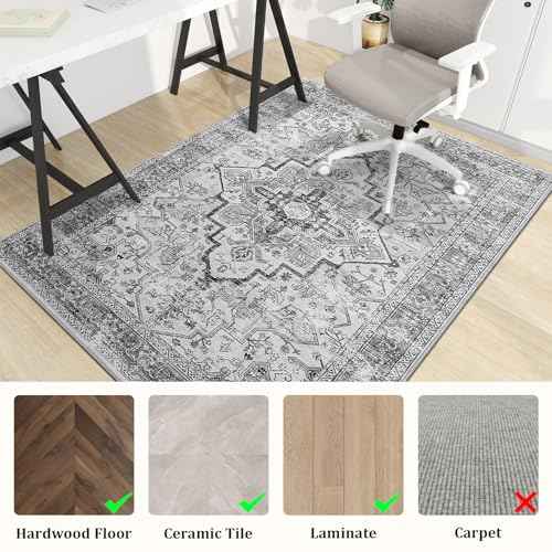 chakme Office Chair Mat for Hardwood Floor, 72"x48" Easy Glide Computer Desk Mat Protector for Rolling Chair Under Desk Rug Nonslip Backing, Machine Wash, (Boho)
