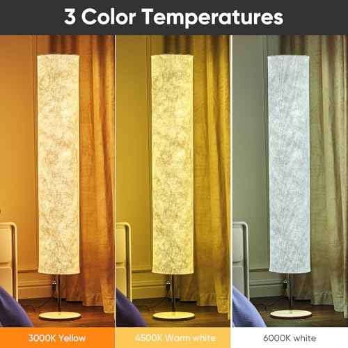 58 inch Simple Soft Light Floor Lamp Design Morden 3 Color Lighting Remote Control LED lamp with Tyvek Fabric Shade,Brightness Adjustable for Living Room Bedroom Game Room