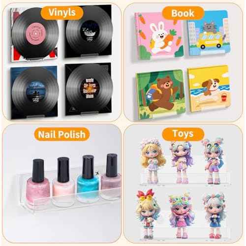 40 Pack Vinyl Wall Mount (4 Inch),Clear Vinyl Record Holder,Suitable for Music Stores, Music Schools, Personal Collectors to Hang Albums on the Wall and Decorate Home offices