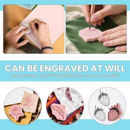 6 Pack 8''x10'' Pink Rubber Stamp Carving Blocks Soft Carving Blocks for DIY Stamp Making, Printmaking, Art Projects Craft Supplies for Beginners & Professionals