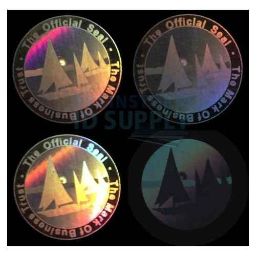 100 Mark of Business Hologram Self Stick ID Overlays (with UV Eagle)