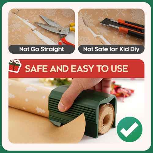 2PC Wrapping Paper Cutter Christmas Paper Roll Cutters Paper Cutter Slider Tool Set Christmas Gift Packing Wrapping Cutting Supplies for Crafting Birthday Gifts Wrap Rolls (2PC Army Green)
