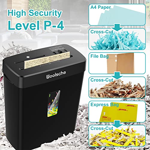 Woolsche 10-Sheet Cross Cut Paper Shredder with 3.43 Gallon Basket, Home Office Security
