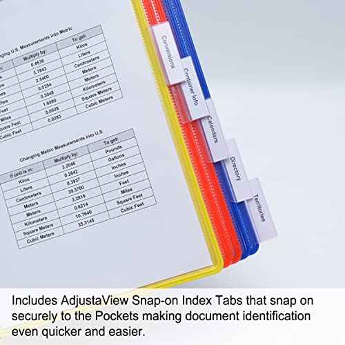 Ultimate Office AdjustaView Easy-Load Replacement Pockets & Tabs - Fits Ultimate Office AdjustaView Organizers Only, (Set of 10 Colored)