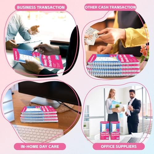 Rent Receipt Book 4-Pad Spiral Bound Carbonless 200 Sets Per Book 5-1/4 x 11 - Small Business Money & Rent Log