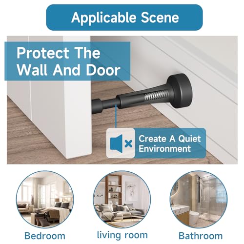 2PCS Black Door Stopper with Spring, Wall Protector, 4.33in - Briekie? Brieieziy (Variation: 2 / Black)