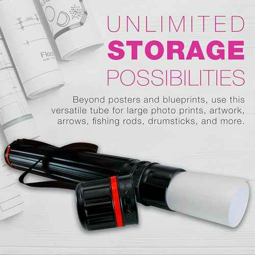 U.S. Art Supply Large Telescoping Drafting Tube (Pack of 2) - 4-7/8" Outside/4-1/2" Inside Diameter, Expands 30-1/4" to 47-3/4", with Shoulder Strap