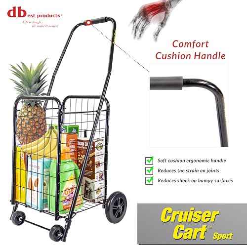 dbest products Cruiser Cart Sport, Foldable Grocery Cart on Wheels,Multi-Use Collapsible Folding Laundry Basket with Wheels