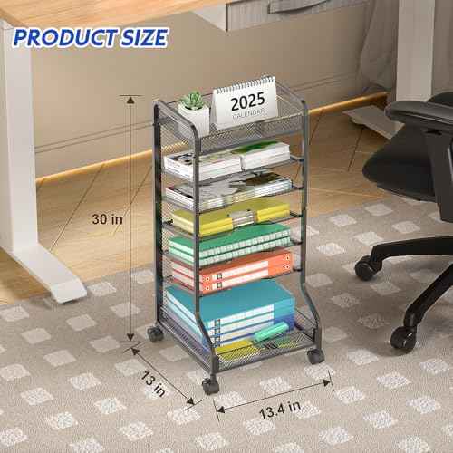 samstar Rolling File Cart,Under Desk Organizer, File Organizer beside Desk, Binder Paper Letter Storage with Wheels,for Office Supplies & Classroom Organization
