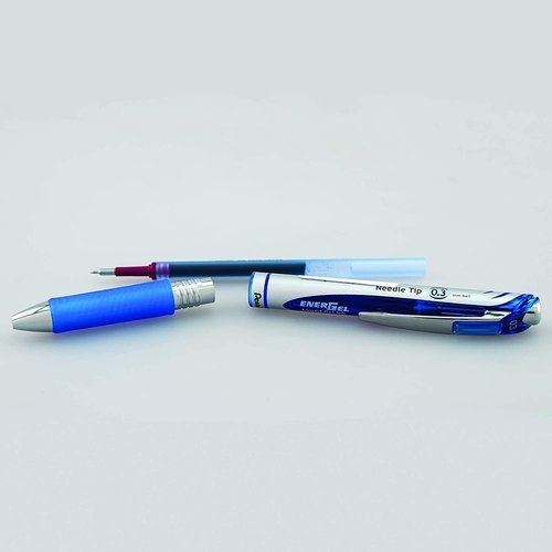 Pentel Energel 0.3mm Extra Fine Point Rtx Retractable Needle Tip Pen - Pack of 12; 6 Black & 6 Blue
