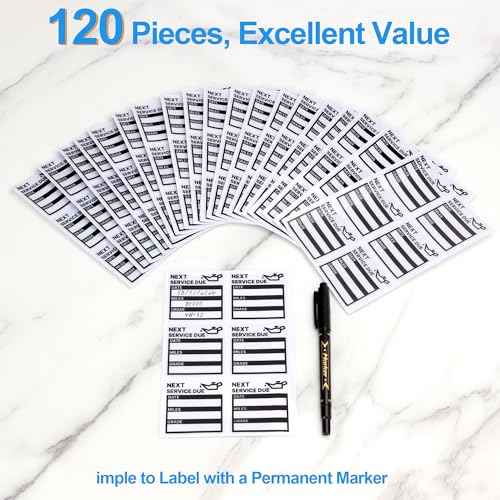 for Oil Change Sticker Static Cling, Clear Stickers 120 Pcs 2¡±x 2¡± Next Service Due Sticker for Windshield, Easy to Peel with No Residue for Car Auto Vehicle Window (Black-Grey)