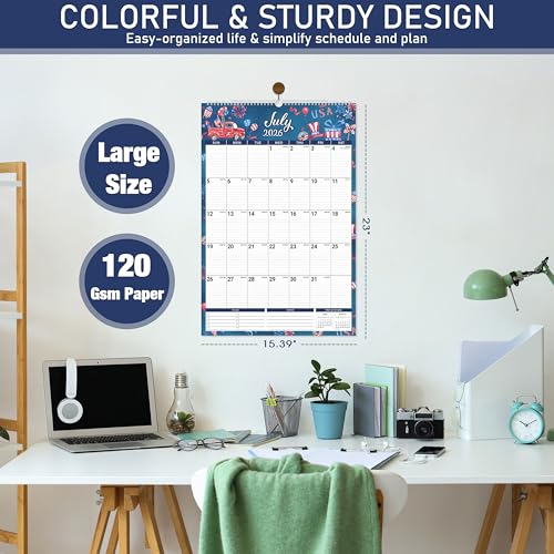 2026 Wall Calendar - 2026 Large Wall Calendar, Jan. 2026 - Dec. 2026, 15.4'' x 23'', Big Calendars 2026, 24-Month Paper Hanging Planner Wall with Julian Date for Office Home Planning & Organizing - 12 Different Themes