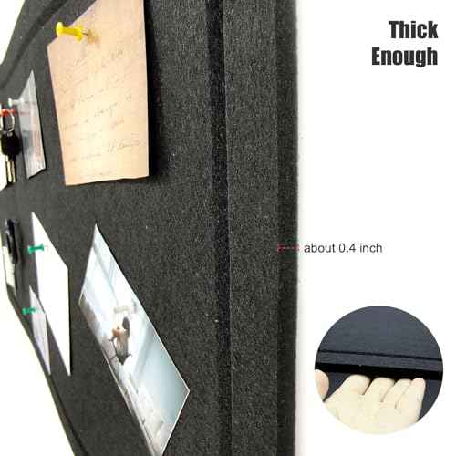 32"x16"Large Black Cork Board with 50 Push Pins, Black Cork Bulletin Board Felt Pin Board for Paste Notes, Photos, Schedules, for School, Home & Office
