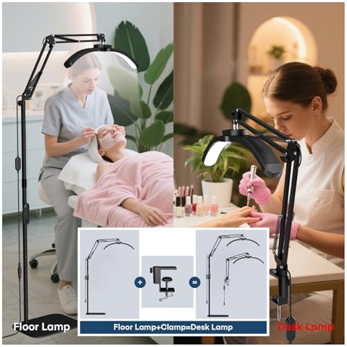 MYSWEETY Half Moon Light Lash Tech 2 in 1, 2025 New Upgrad Lash Light for Eyelash Tech, Nail Art, Tattoo Artists - Adjustable Long Cantilever Arm (Black)
