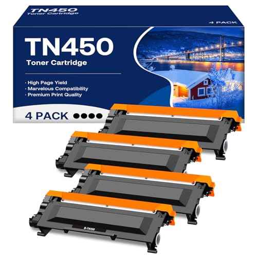 Tn450 Toner Cartridge High Yield Replacement for Brother TN-450 TN420 Compatible with HL-2270DW HL-2280DW MFC-7360N MFC-7860DW DCP-7065DN Printer (4 Black)