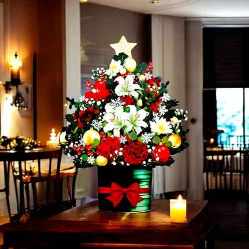 Christmas Tree Pop Up Christmas Cards with Lights and Music, Christmas Tree Bouquet, Popup Musical Greeting Card for Christmas Holiday New Year.