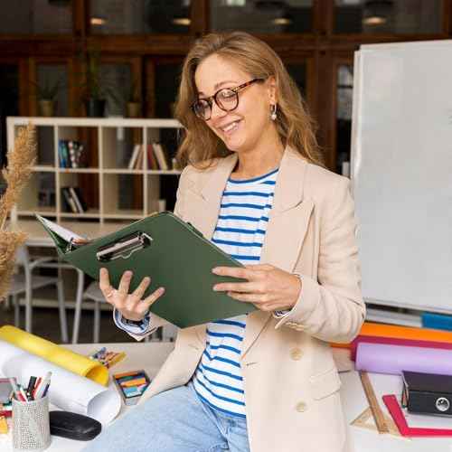 SKYDUE 3 Ring Binder with Clipboard 1 Inch, 13.2" ¡¿ 10.2" PU Clipboard Binder with Notepad & 5 Dividers with 5 Pockets, Labels, Clipboard Folder Great for School Office(Fit Letter Sized Paper)