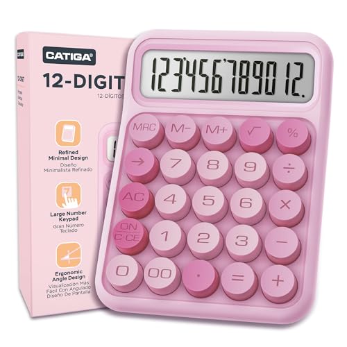Pink Mechanical Switch Calculator with Large LCD & Big Buttons - Office & School Desk Accessory