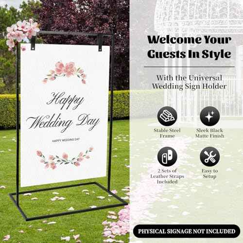 Wedding Welcome Sign Stand, 50 x 30 x 20 Inch Welcome to Our Wedding Sign Stand, Heavy Duty Easel Stand for Sign (Black)