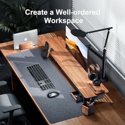 UPERGO Walnut Desk Tray with Pen Holder Set, Natural Wooden Desk Drawer Organizer Office, Organizer Tray for Keys, Pen, Watch