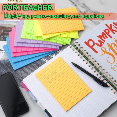12 Pack Large 4x6 Bright Line Sticky Notes - Strong Adhesive Office & School Notepads