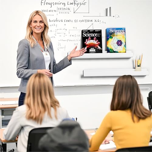 White Magnetic Book Shelf for Whiteboard - Strong Adhesion, Reusable Classroom & Office Organizer - 2 Pieces