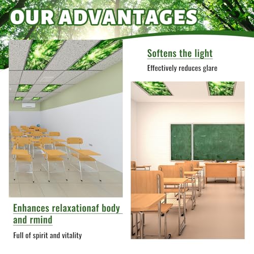 Funtery 10 Pcs Fluorescent Light Covers Greenery – Magnetic Ceiling Lamp Shades