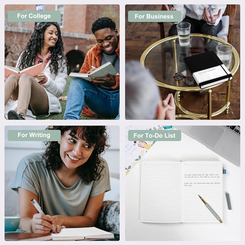 Leather A5 Green Journal Notebook with Pen Loop & Pockets - Women's Men’s Diary