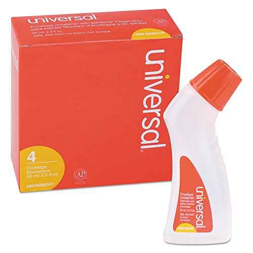 Universal UNV46065VP 2.2 oz. Envelope Moistener with Adhesive Bottle - Clear (4/Pack)