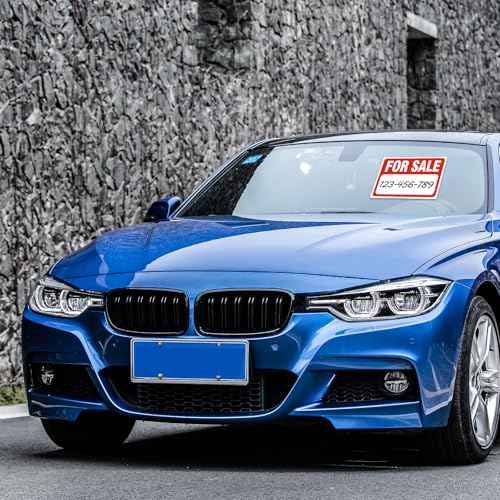 2 Pack For Sale Sign Stickers,12" x 8" Sale Sign for Car and Vehicles, Self-Adhesive Vinyl Decal for House,Home,Boats,Large Space for Handwriting Red