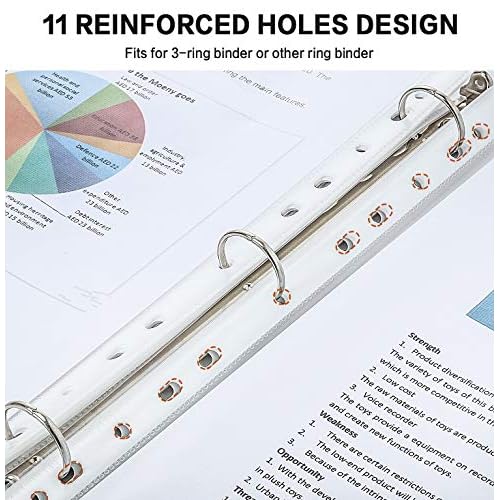 Sheet Protectors, PANDRI 600 Pack Clear Heavy Duty Plastic Page Protectors Sheet Reinforced 11-Hole Fit for 3 Ring Binder Fits Standard 8.5 x 11 Paper, 9.25 x 11.25 Top Loaded, Excluding Acid