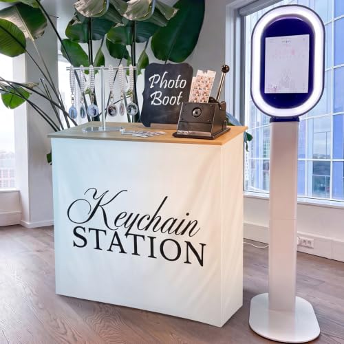 Marsui Folding Photo Booth Keychain Station Table for Events and Weddings