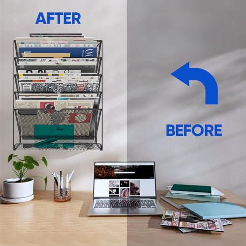 Black 6-Tier Magnetic File Holder, No Drilling Office & Refrigerator Organizer