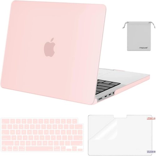 MOSISO MacBook Pro 14 Inch Case - Hard Shell with Keyboard Skin & Screen Film | Chalk Pink