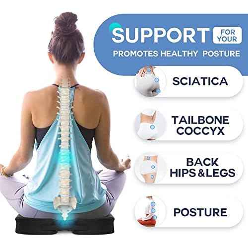 Stuffed Seat Cushion for Office Chair, Desk Chair Cushion for Long Sitting, Ergonomic Butt Cushion for Desk Chair, Gel Office Chair Seat Cushion, Memory Foam Butt Support for Chair