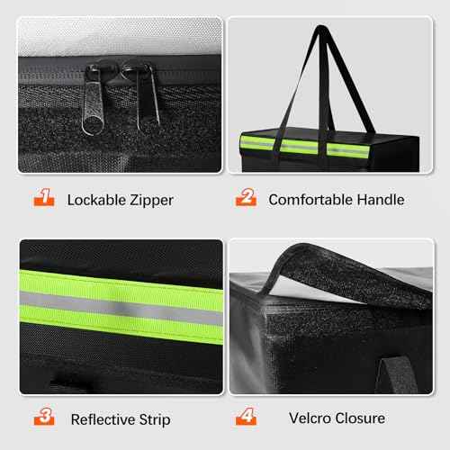 Large Fireproof Document Bags 24x12x12in, Fireproof Document Box for Cash, Photo Albums, Valuables, Extra Large Fireproof Bag Waterproof Document Storage with Reflective Strip, Black